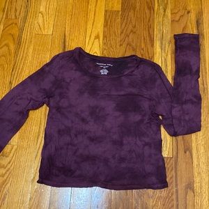 long sleeve top, purple tie dye